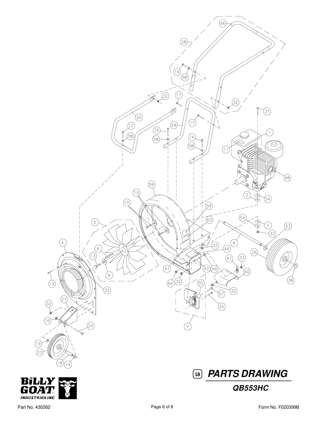 Billy Goat QB553HC specifications Parts Drawing 