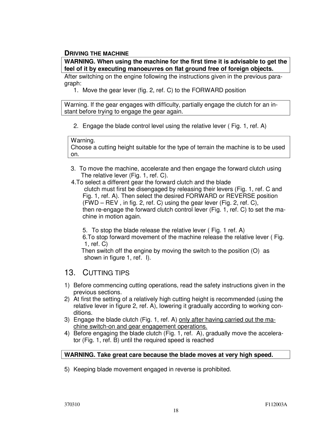 Billy Goat SC120H specifications Cutting Tips 