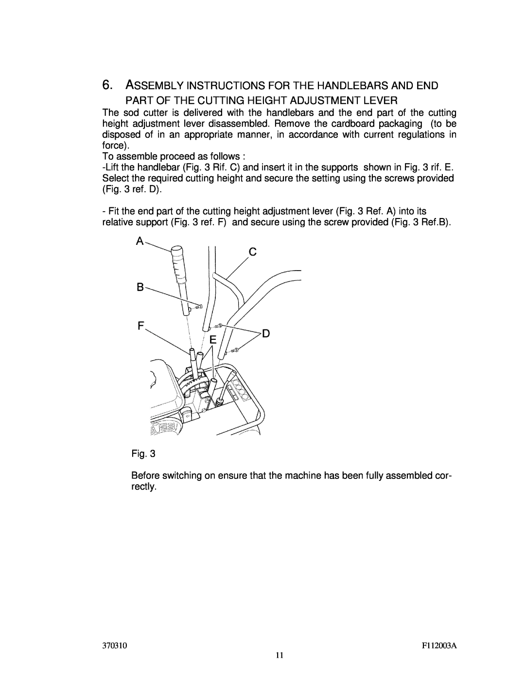 Billy Goat SC120H specifications Part Of The Cutting Height Adjustment Lever 
