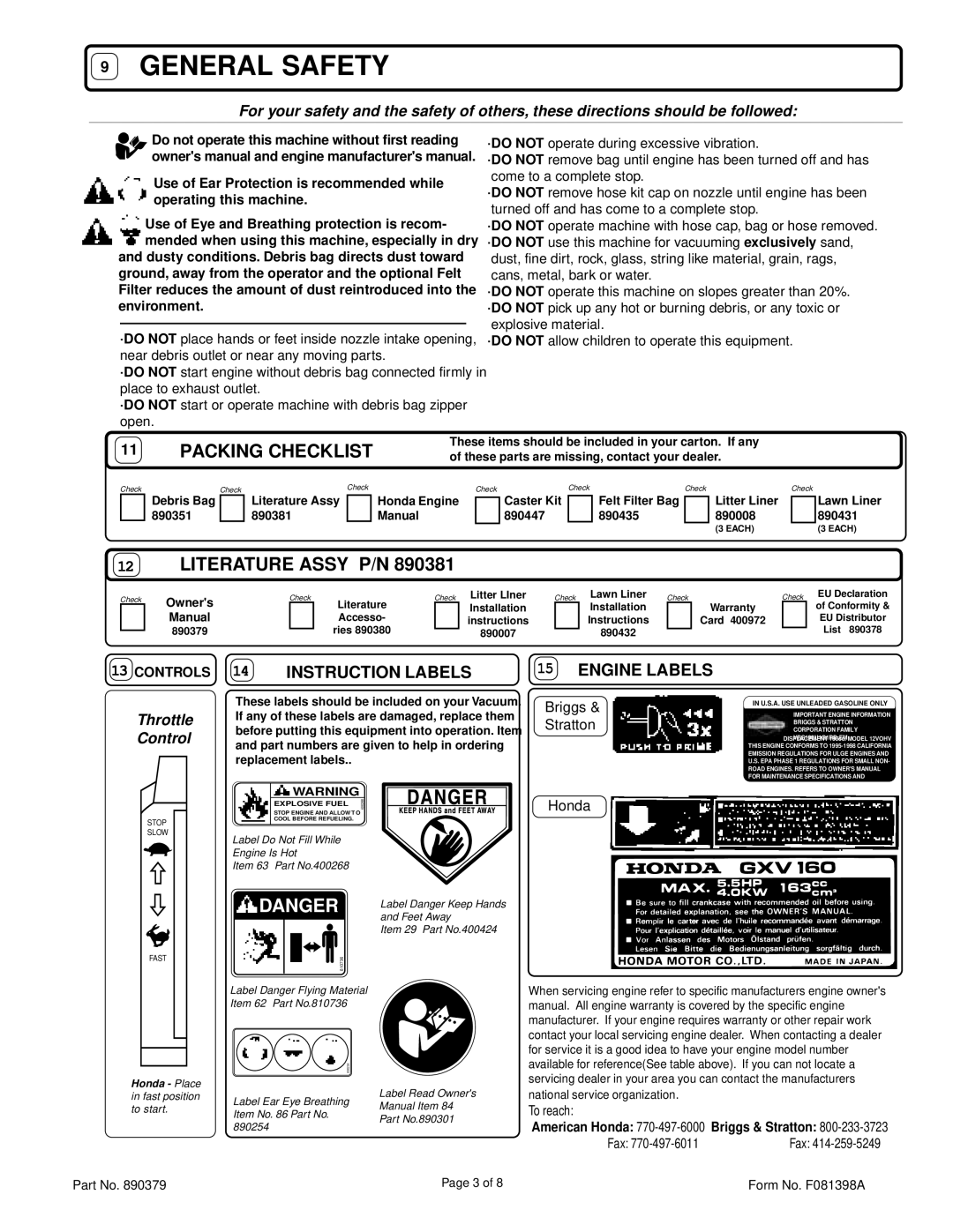 Billy Goat SV50H owner manual General Safety 