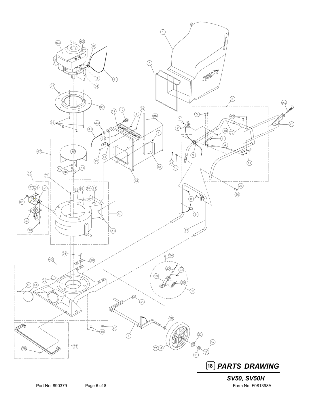 Billy Goat SV50H owner manual Parts Drawing 