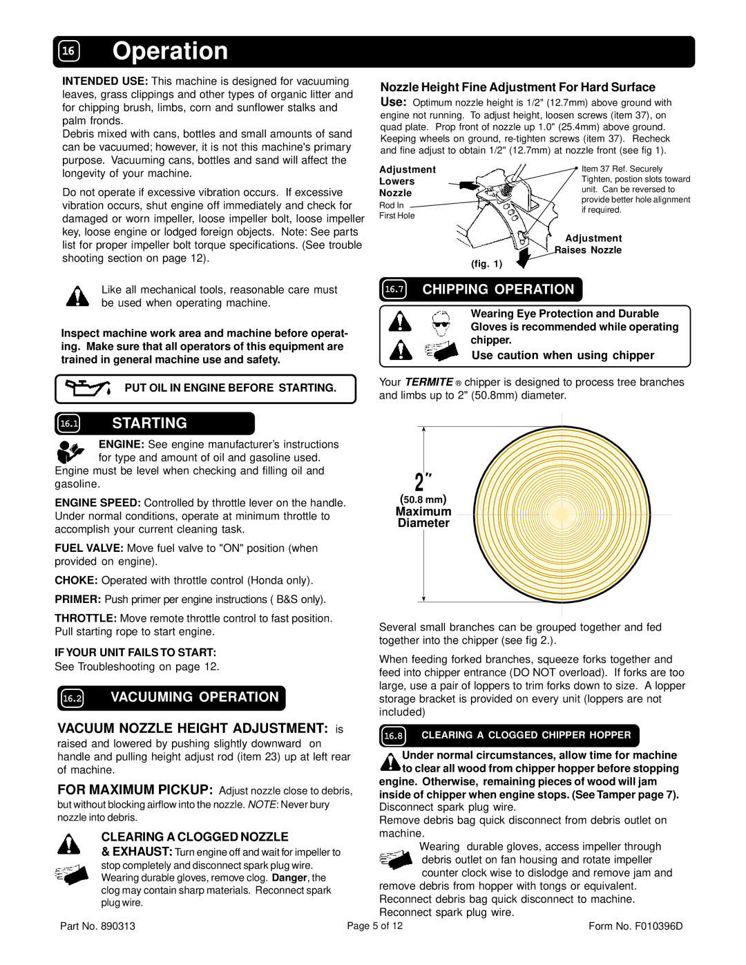 Billy Goat TKD505H, TKD505ICQ specifications Operation 