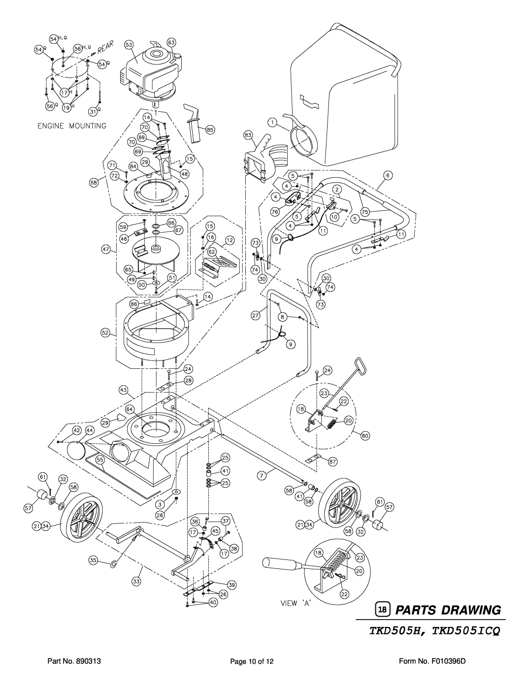 Billy Goat TKD505H, TKD505ICQ specifications Parts Drawing 