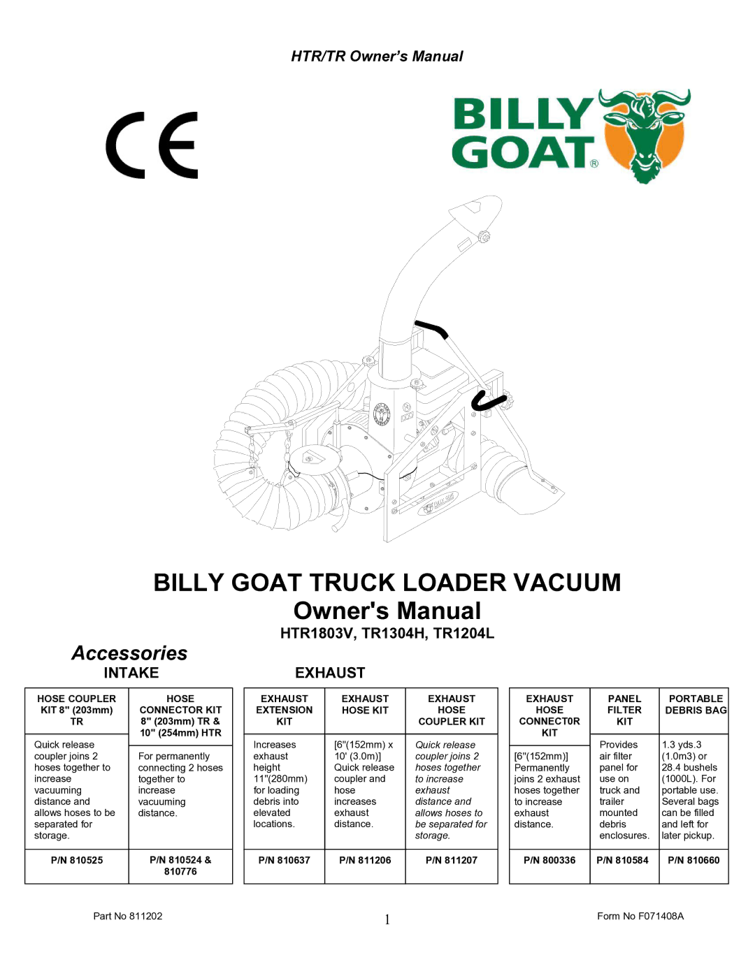 Billy Goat TR1204L owner manual Intake, Exhaust 