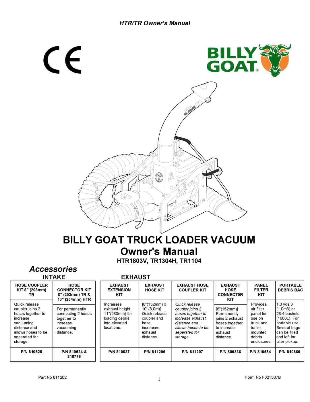 Billy Goat TR1104, TR1304H owner manual Intake, Exhaust 