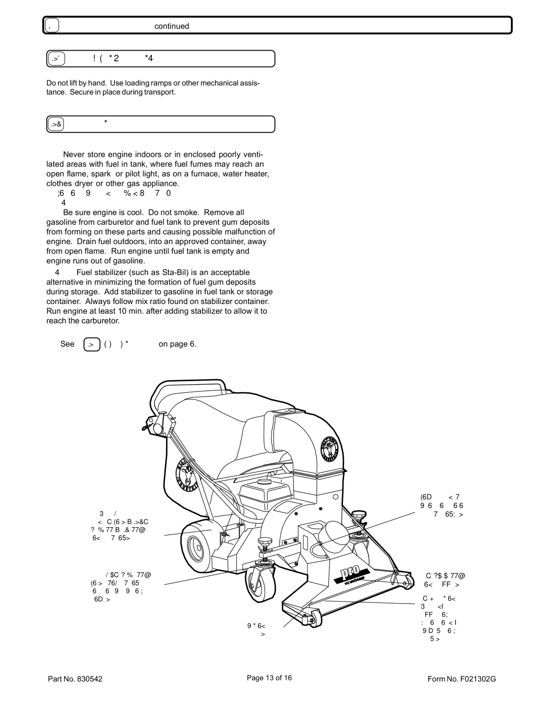 Billy Goat VQ1002SP, VQ802SPH specifications Handling & Transporting, Storage 