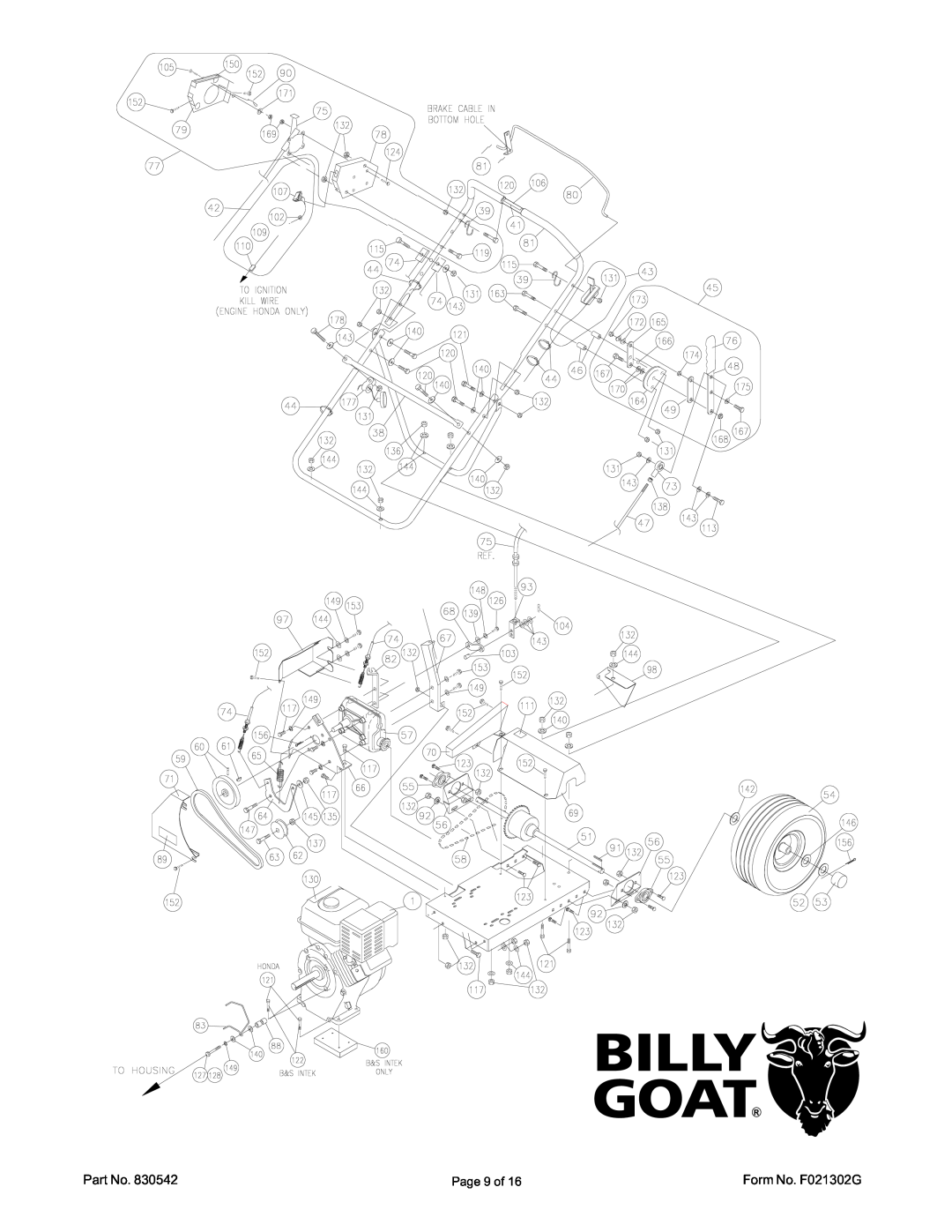 Billy Goat VQ1002SP, VQ802SPH specifications Page 9 of, Form No. F021302G 