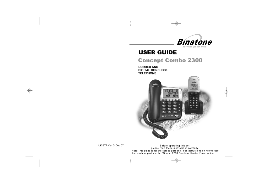 Binatone 2300 manual User Guide 