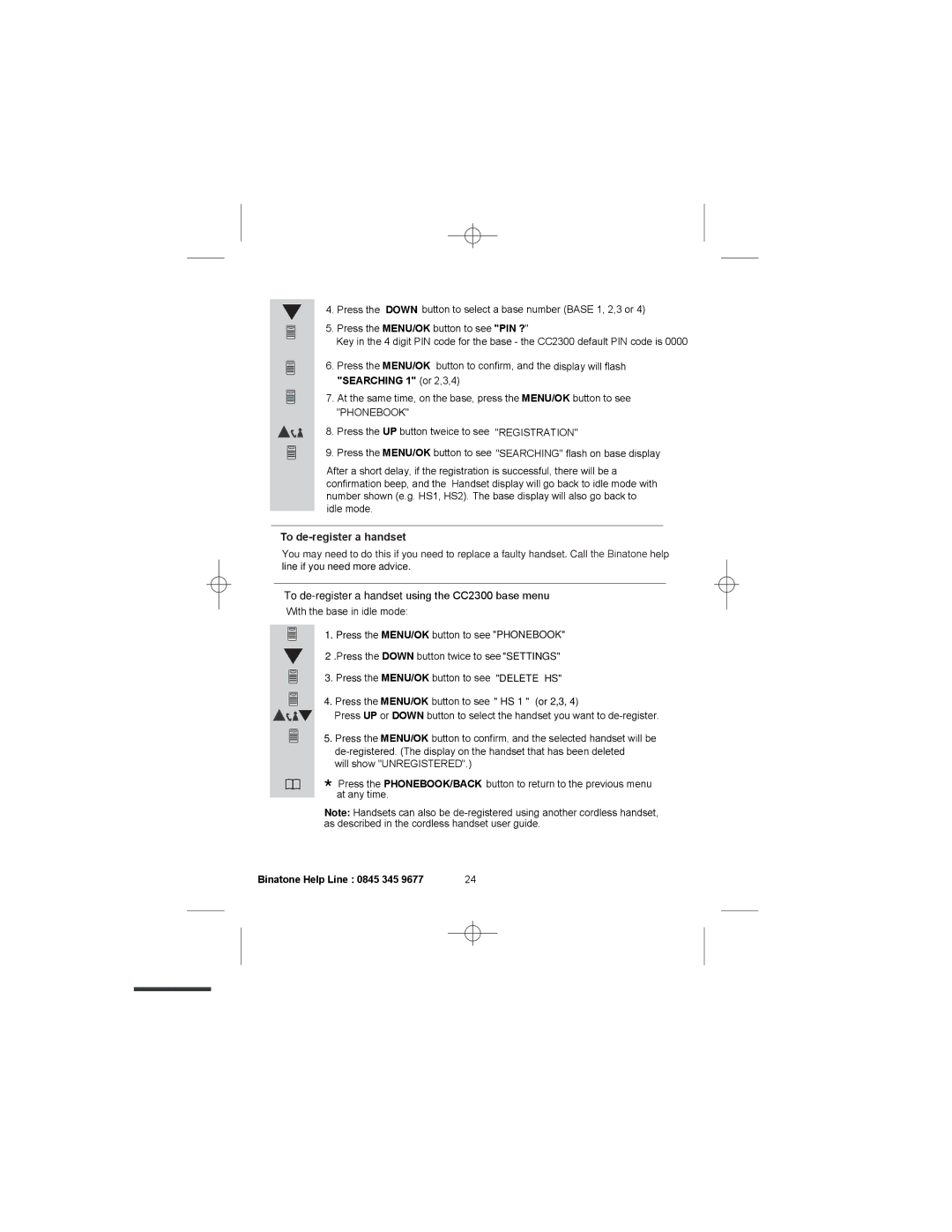 Binatone 2300 manual To de-register a handset 