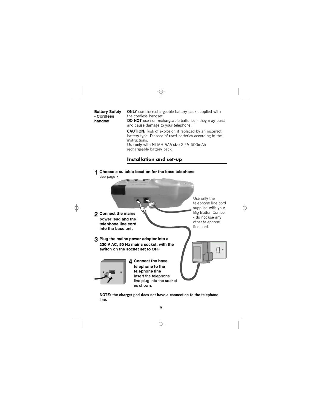 Binatone SC2050 manual Installation and set-up 