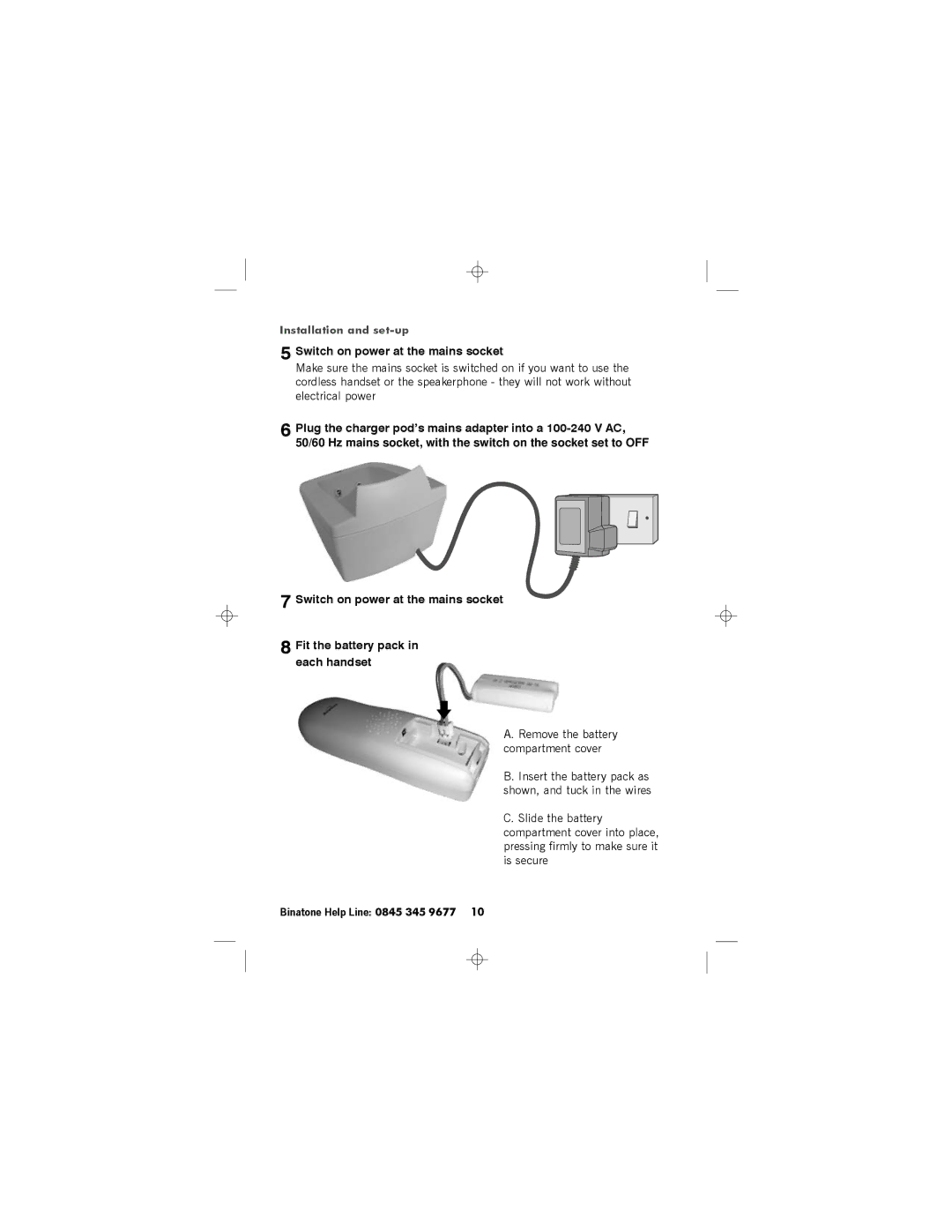 Binatone SC2050 manual Installation and set-up 