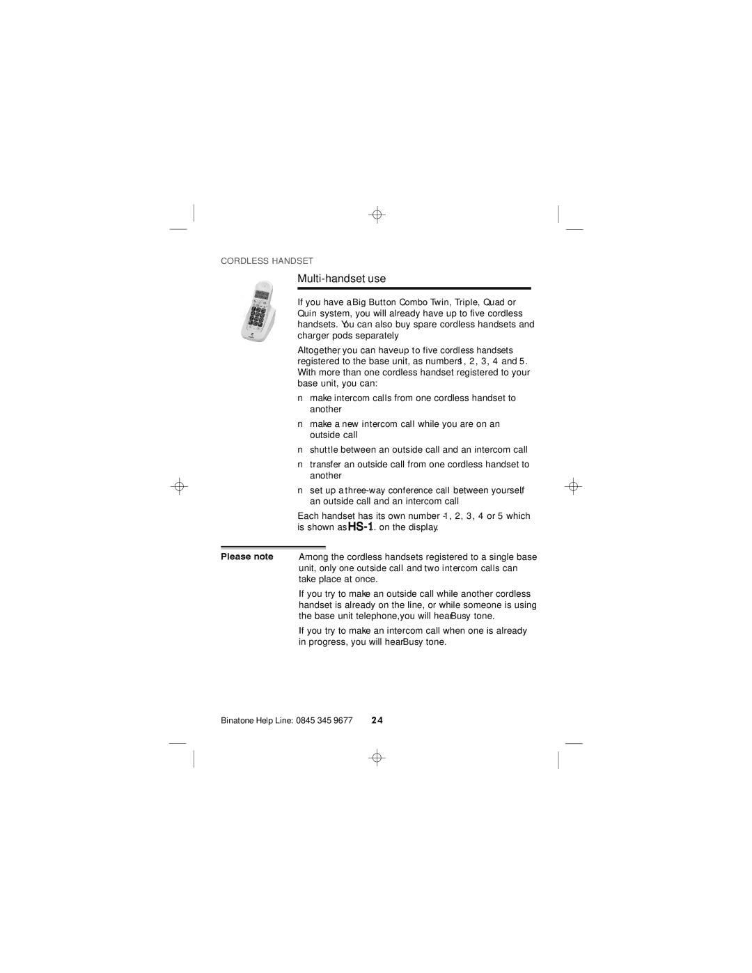 Binatone SC2050 manual Multi-handset use 