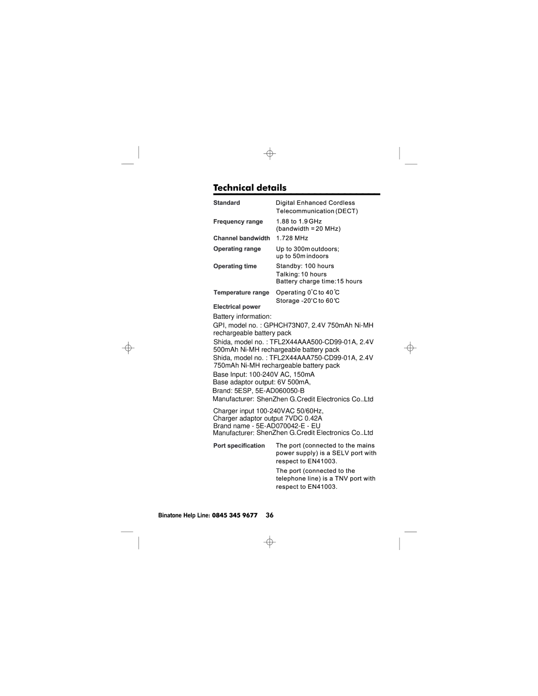 Binatone SC2050 manual 