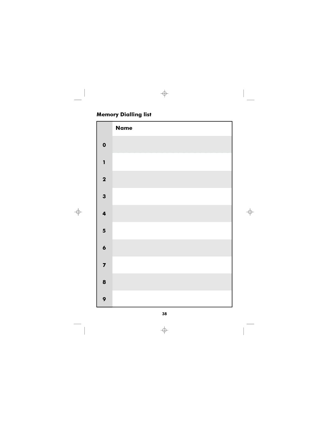 Binatone SC2050 manual Memory Dialling list Name 