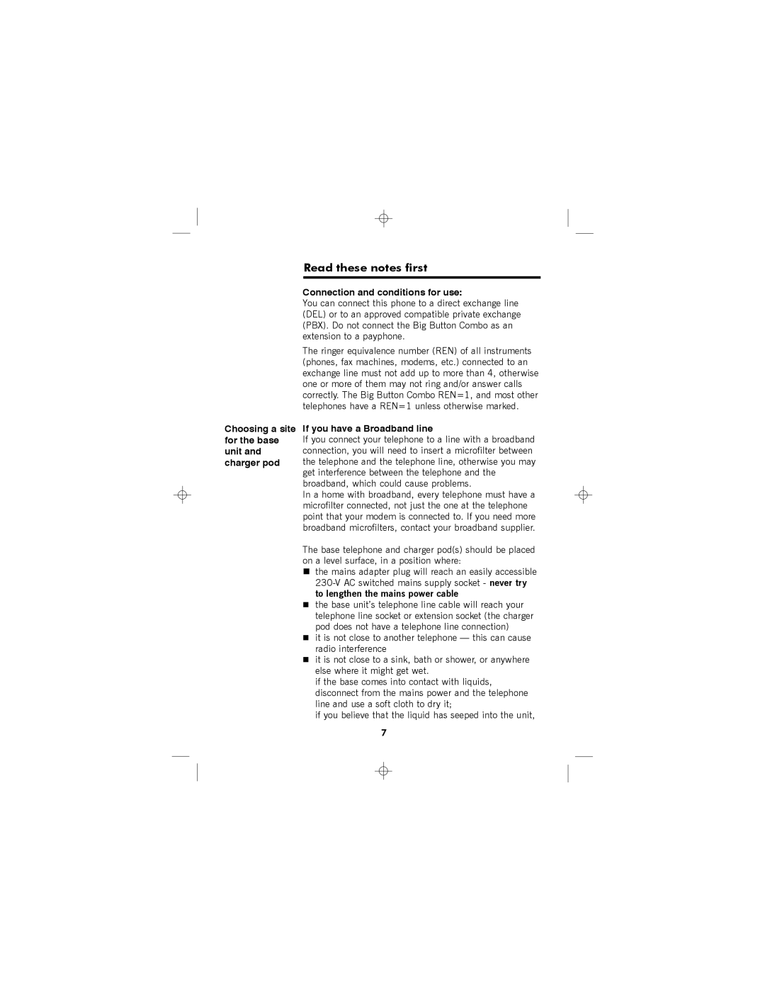 Binatone SC2050 manual Read these notes first, If you have a Broadband line 