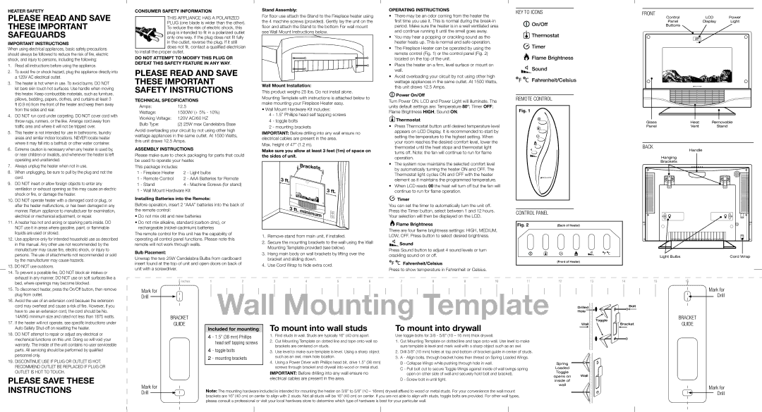 Bionaire 127176 warranty Heater Safety, Important Instructions, Consumer Safety Information, Technical Specifications 