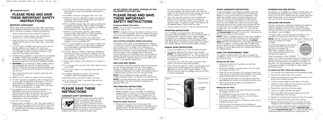 Bionaire BCM646 warranty Important Safeguards, Consumer Safety Information, HOW Cool Mist Works, PRE-OPERATING Instructions 