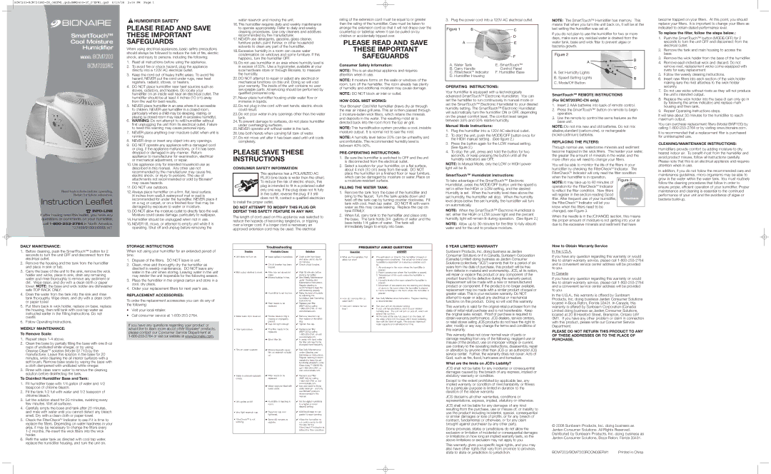 Bionaire BCM7203RC warranty Consumer Safety Information, HOW Cool Mist Works, PRE-OPERATING Instructions 