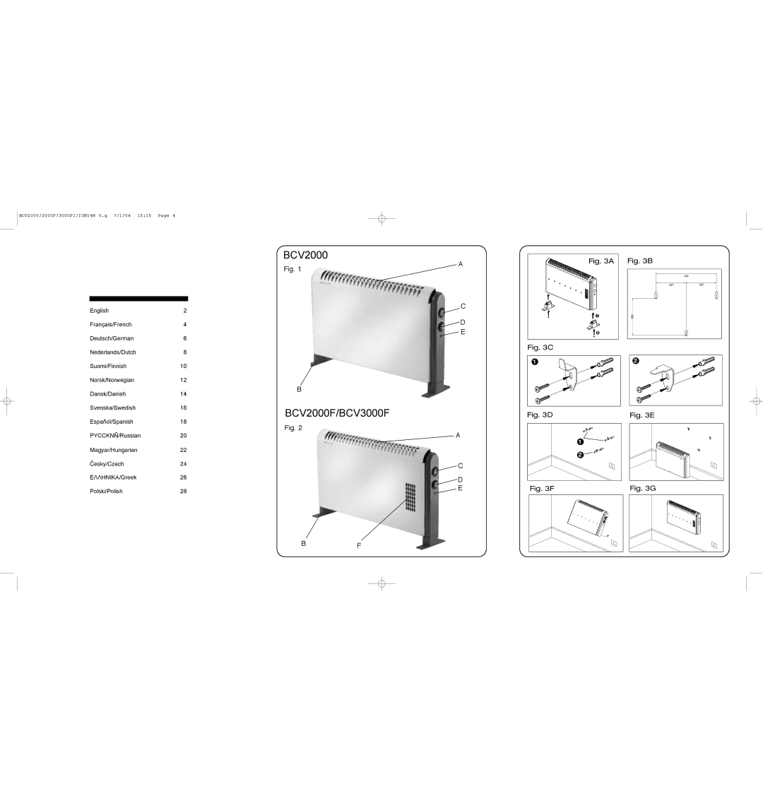 Bionaire BCV3000F, BCV2000F instruction manual 