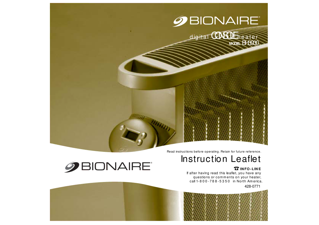 Bionaire BH3930 manual Instruction Leaflet, Info-Line 