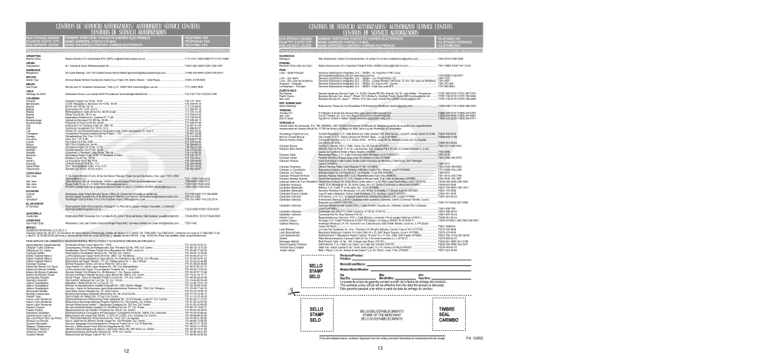 Bionaire BMD100 instruction manual Sello, Selo, Timbre Stamp Seal, Carimbo 