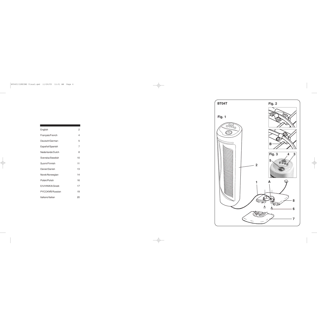 Bionaire BT04T instruction manual 