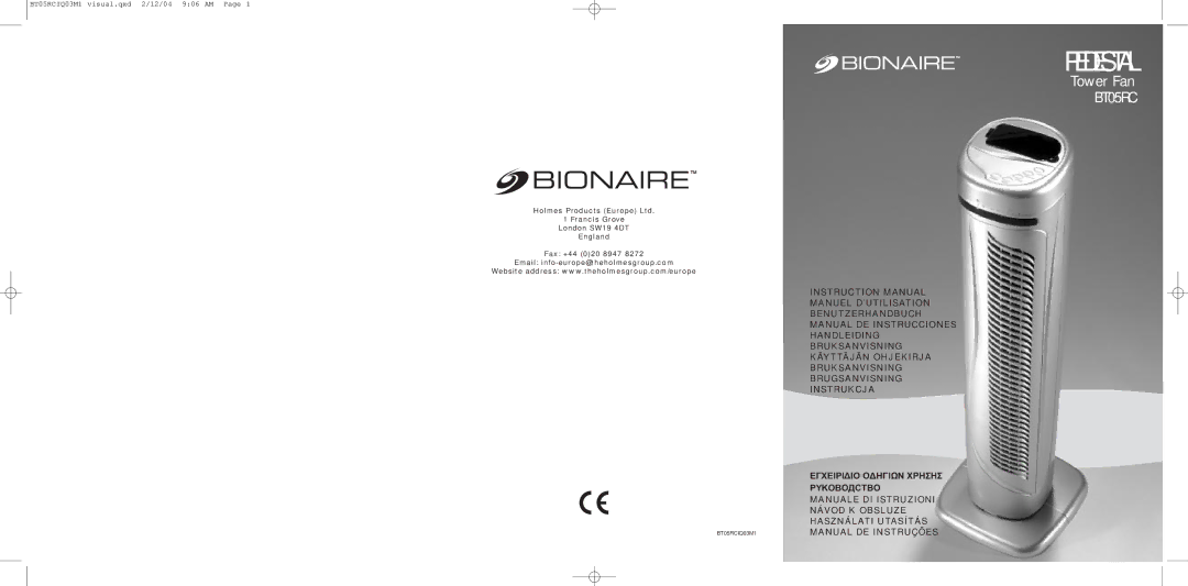 Bionaire BT05RC instruction manual Pedestal 