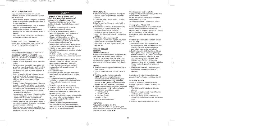 Bionaire BT05RC instruction manual Esky 