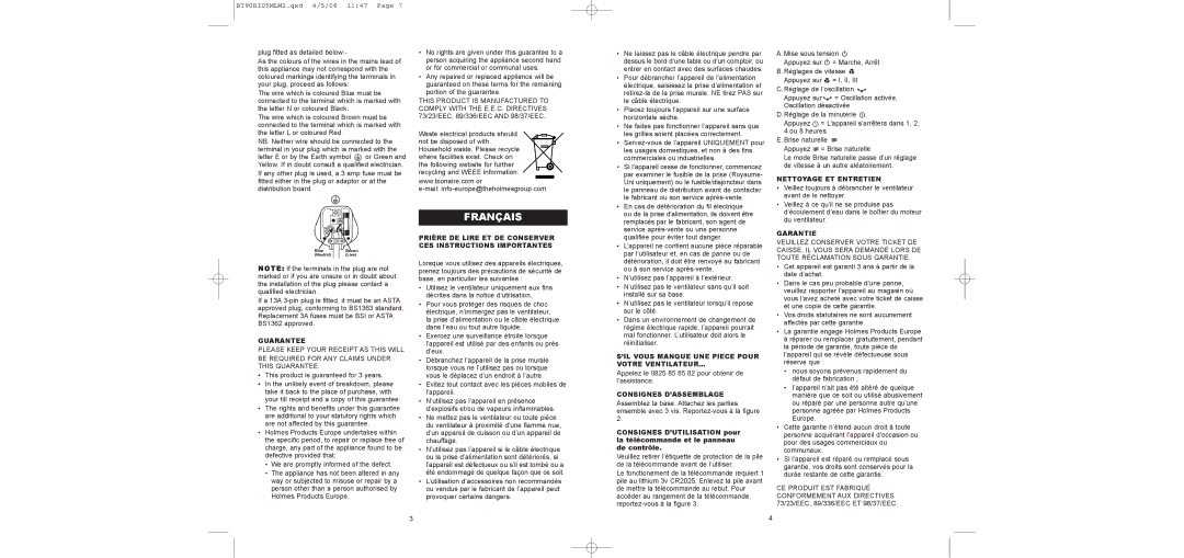 Bionaire BT90RI05MLM2 instruction manual Français 