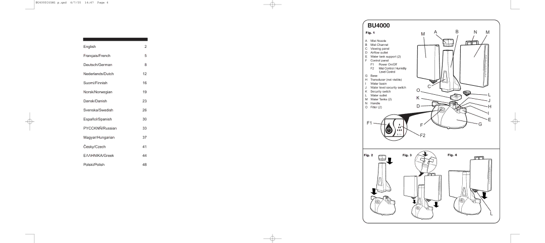 Bionaire BU4000 instruction manual 