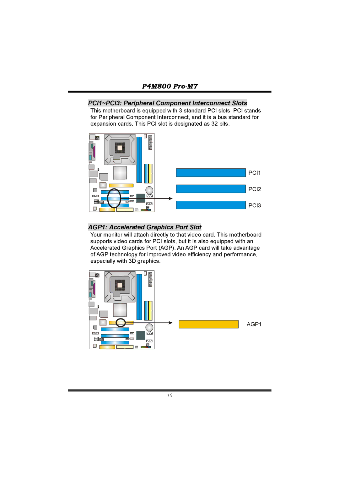 BioStar P4M800 manual PCI1~PCI3 Peripheral Component Interconnect Slots 