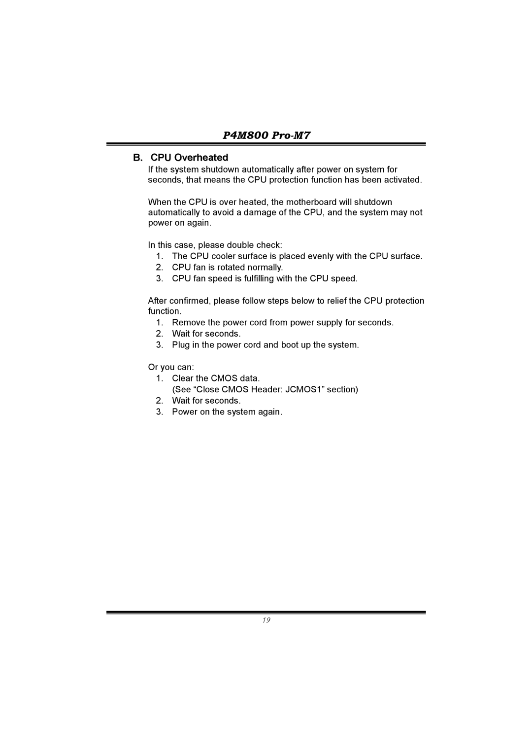BioStar P4M800 manual CPU Overheated 