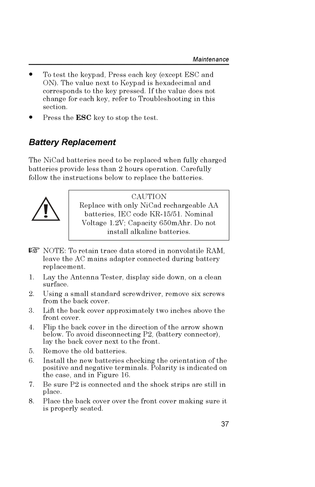 Bird Brain AT-400 manual Battery Replacement 