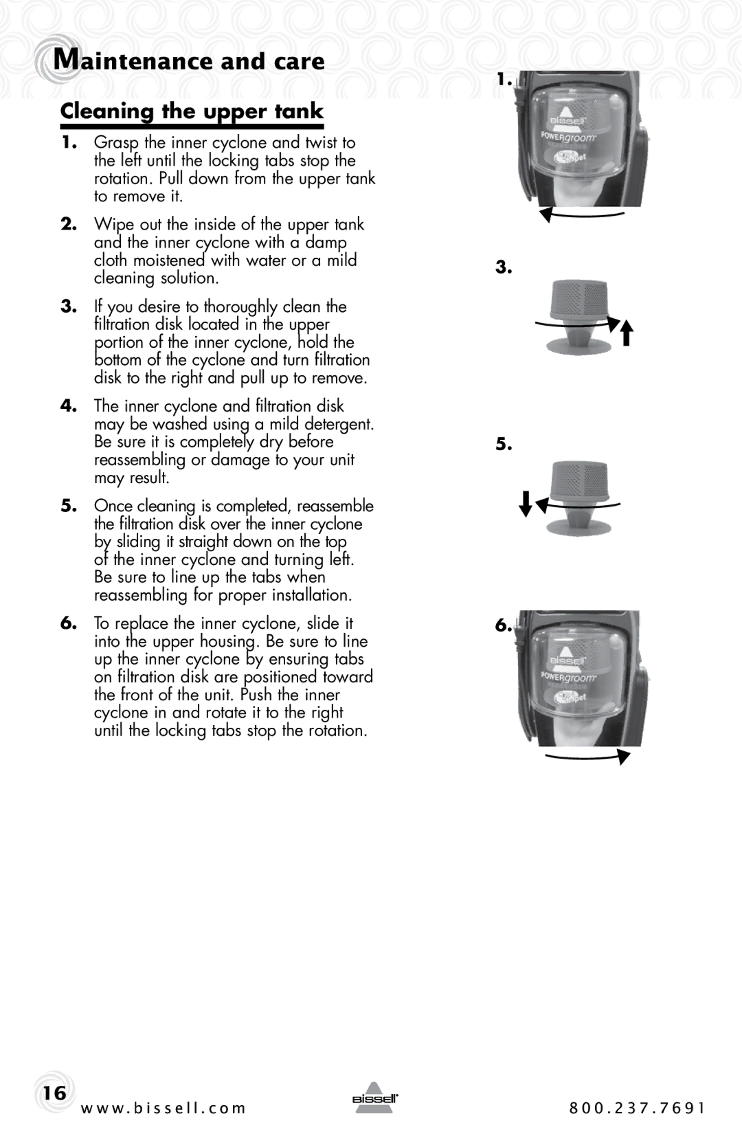 Bissell 1044 warranty Cleaning the upper tank 