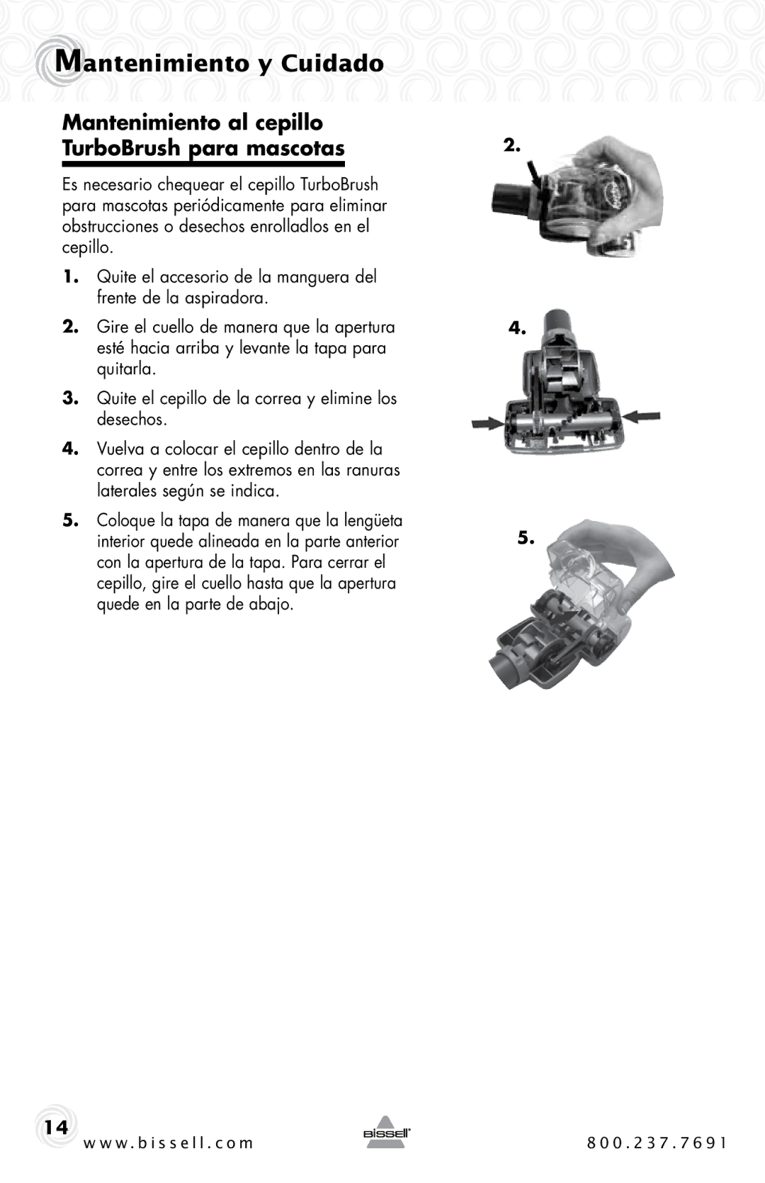 Bissell 1044 warranty Mantenimiento al cepillo TurboBrush para mascotas 