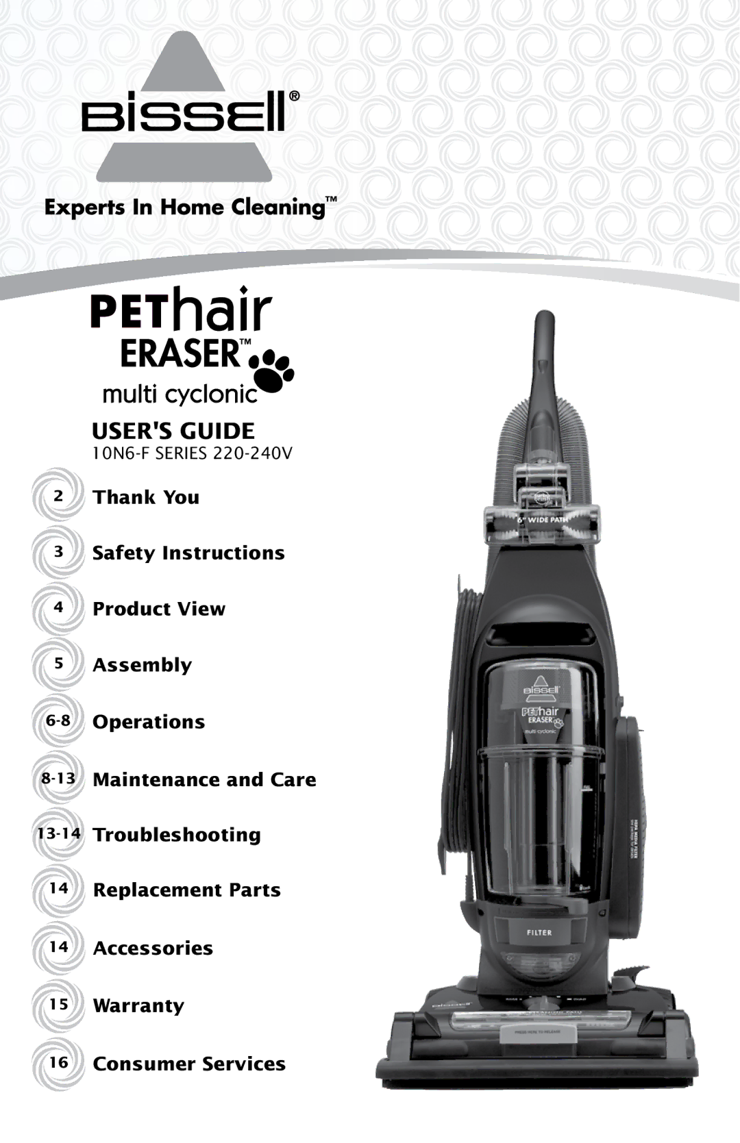 Bissell warranty Users Guide, 10N6-F Series 