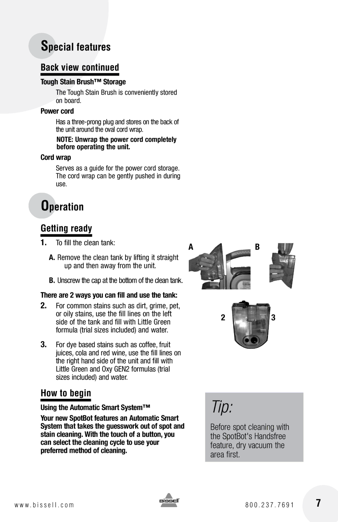 Bissell 12U9 warranty Getting ready, How to begin 