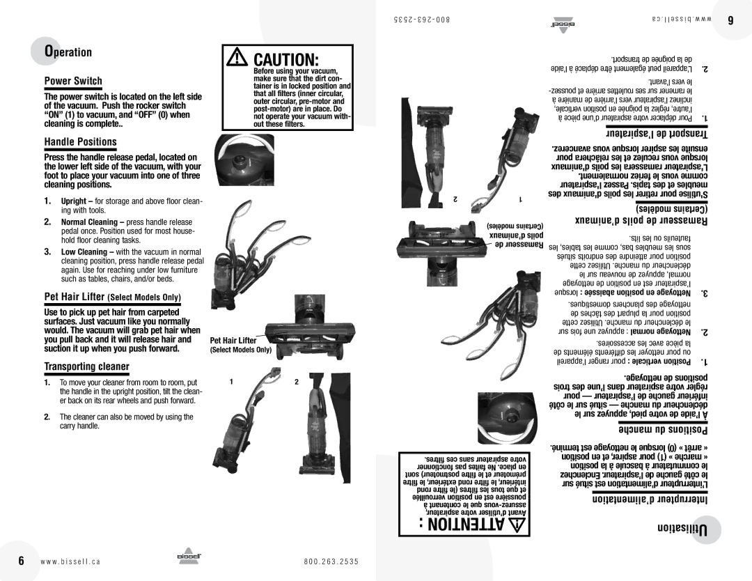 Bissell 13H8 warranty Transporting cleaner 