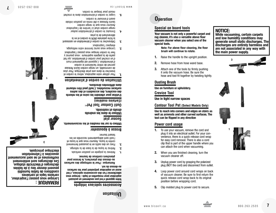 Bissell 13H8 warranty Operation, 167 