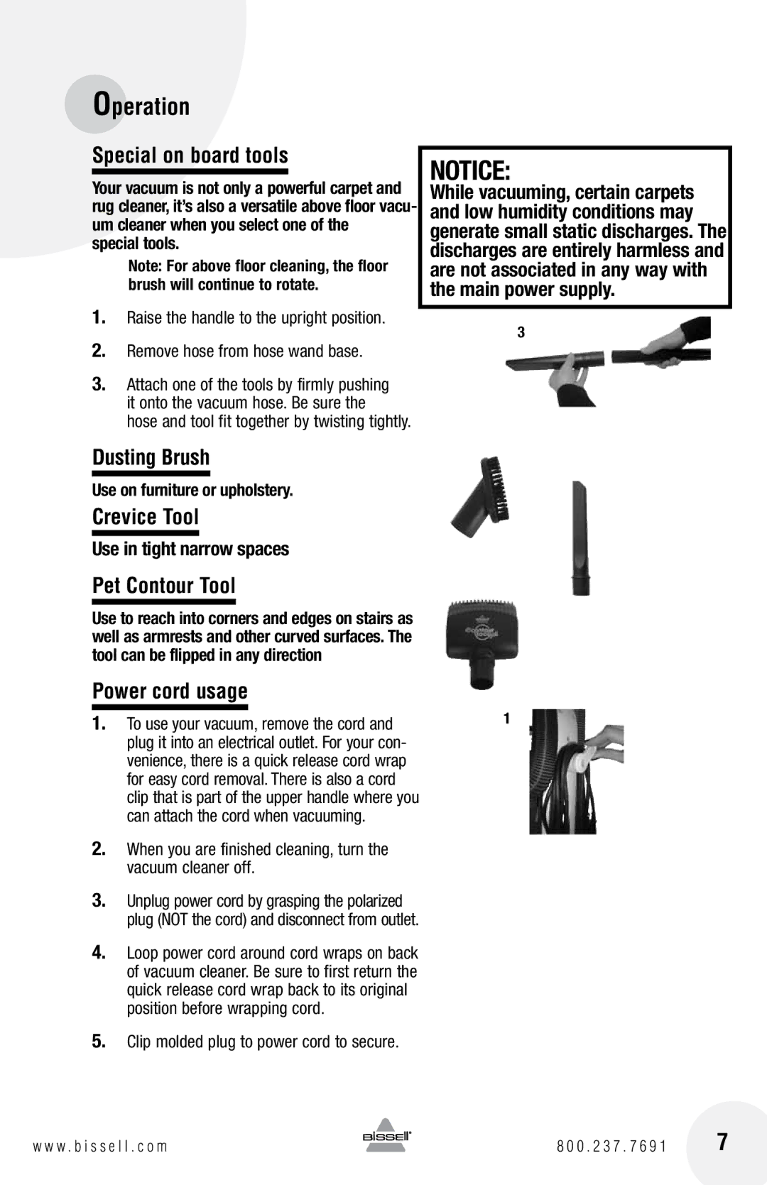 Bissell 13H8 warranty Operation, 167 