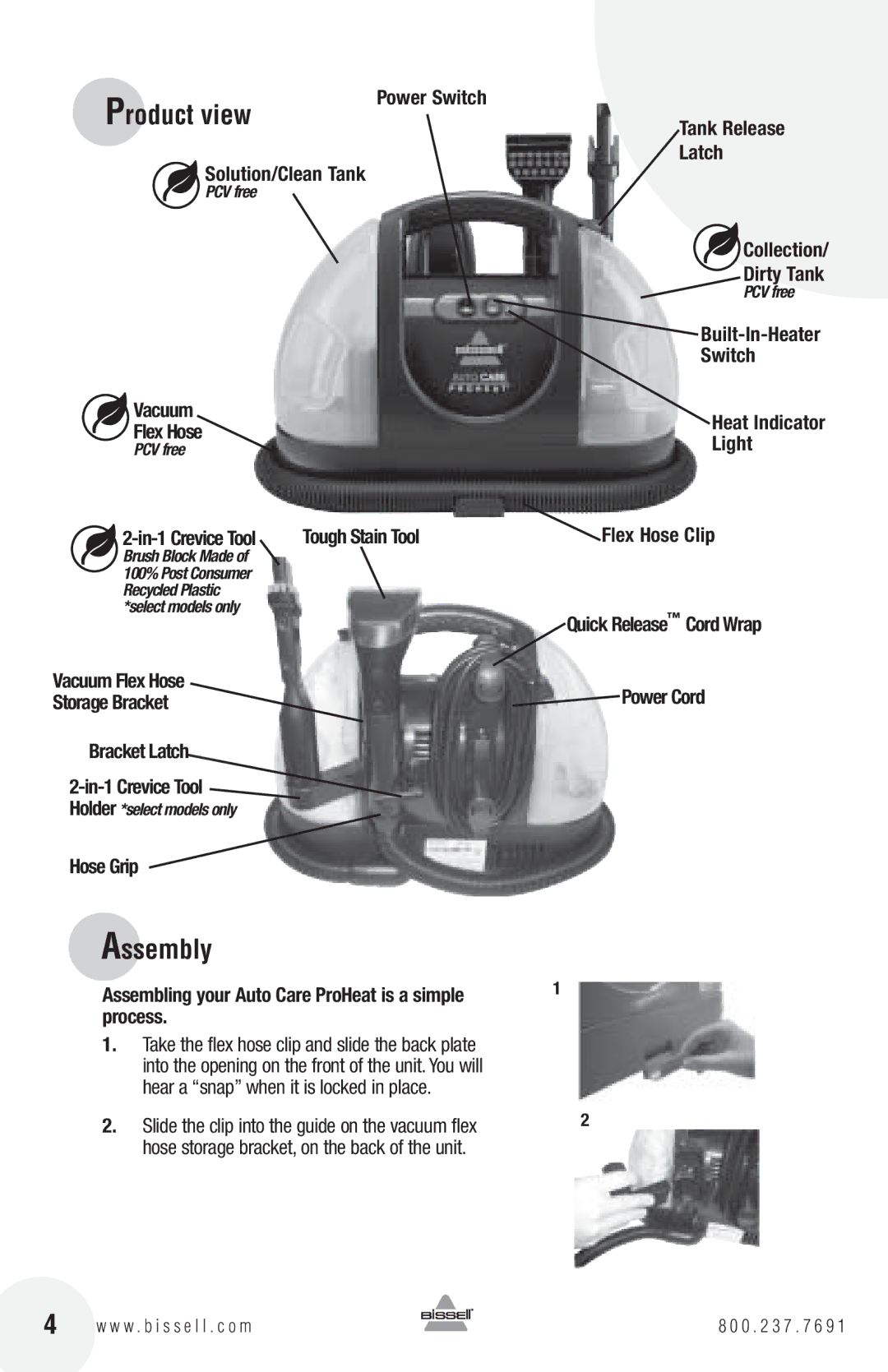 Bissell 1425 warranty Product view, Assembly 