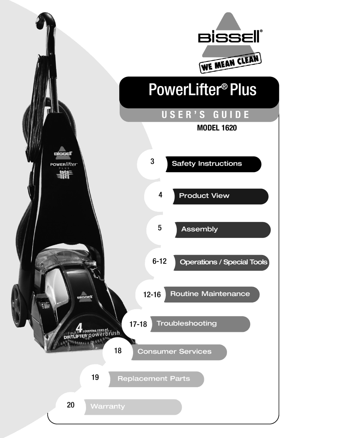 Bissell 1620 warranty PowerLifter Plus 