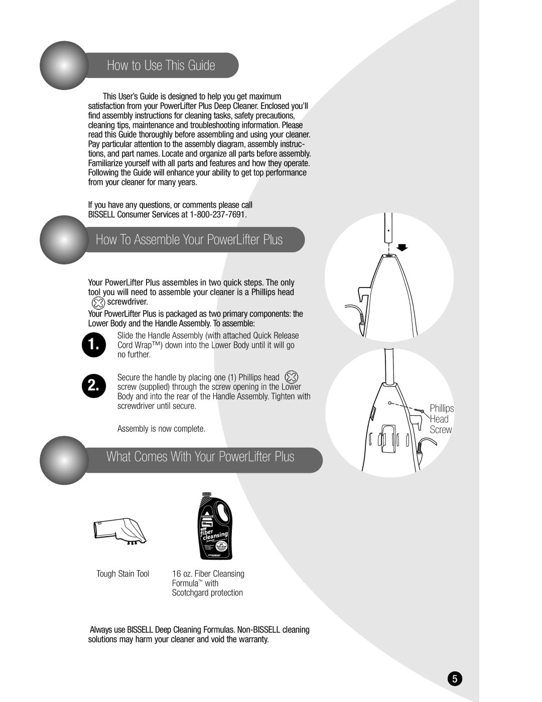 Bissell 1620 warranty How to Use This Guide, How To Assemble Your PowerLifter Plus, What Comes With Your PowerLifter Plus 