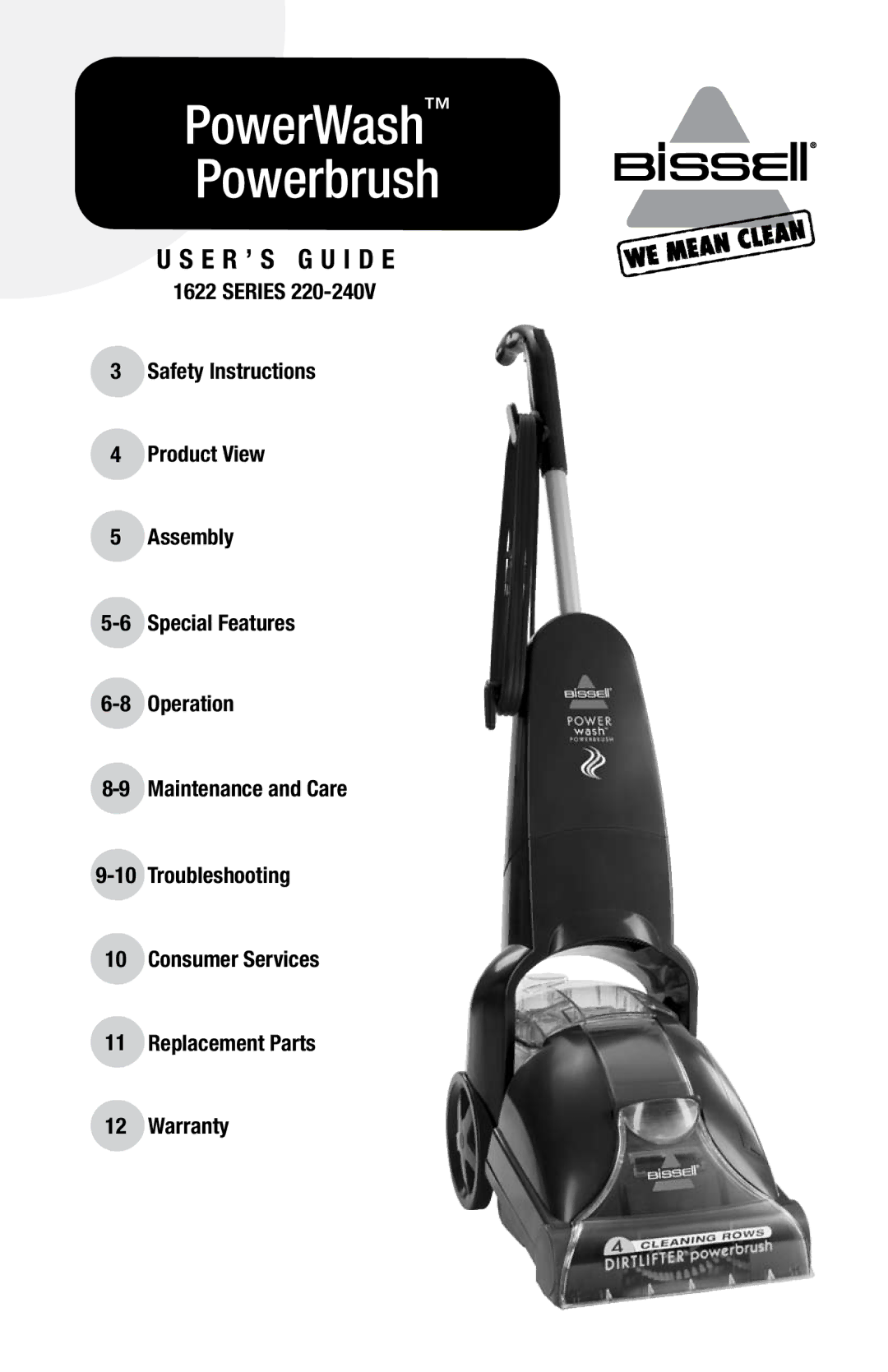 Bissell 1622 warranty PowerWash Powerbrush, E R ’ S G U I D E 