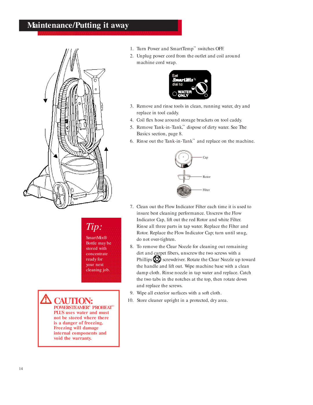 Bissell 16981 warranty Maintenance/Putting it away 