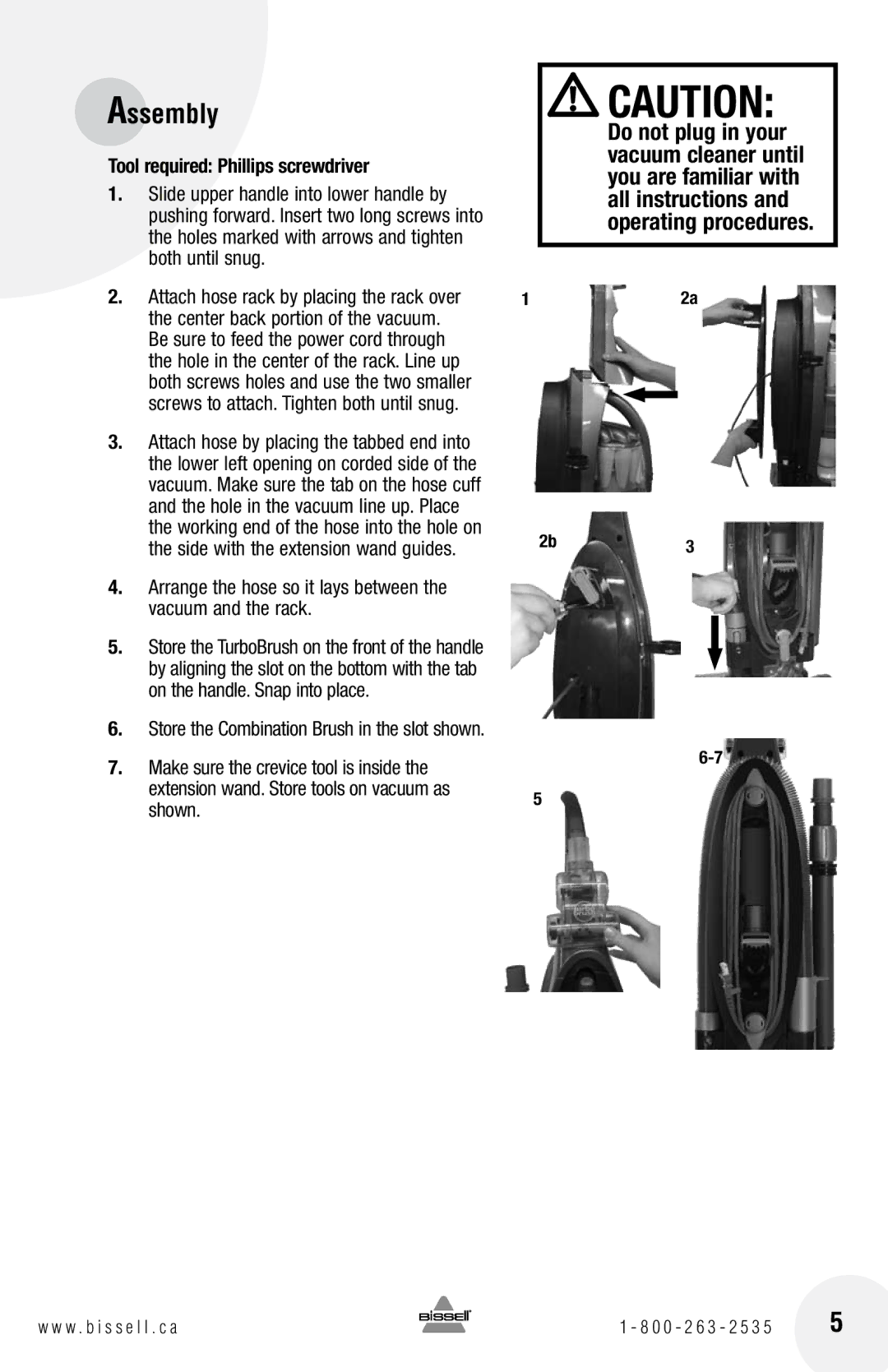 Bissell 16N5 warranty Tool required Phillips screwdriver 