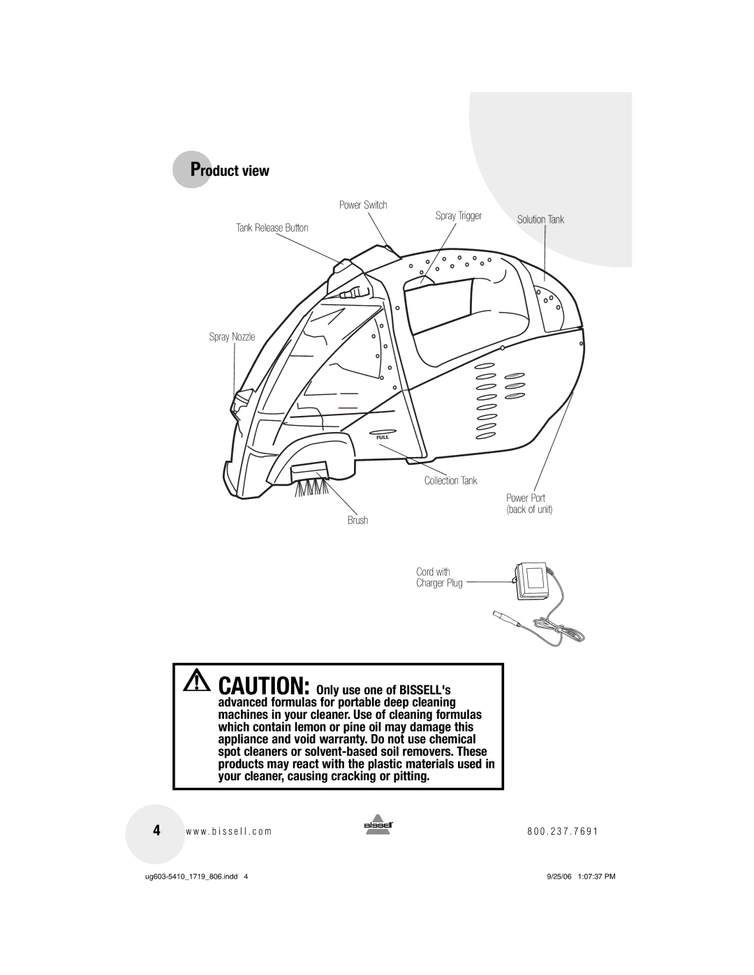 Bissell 1719, 1718 warranty Product view 