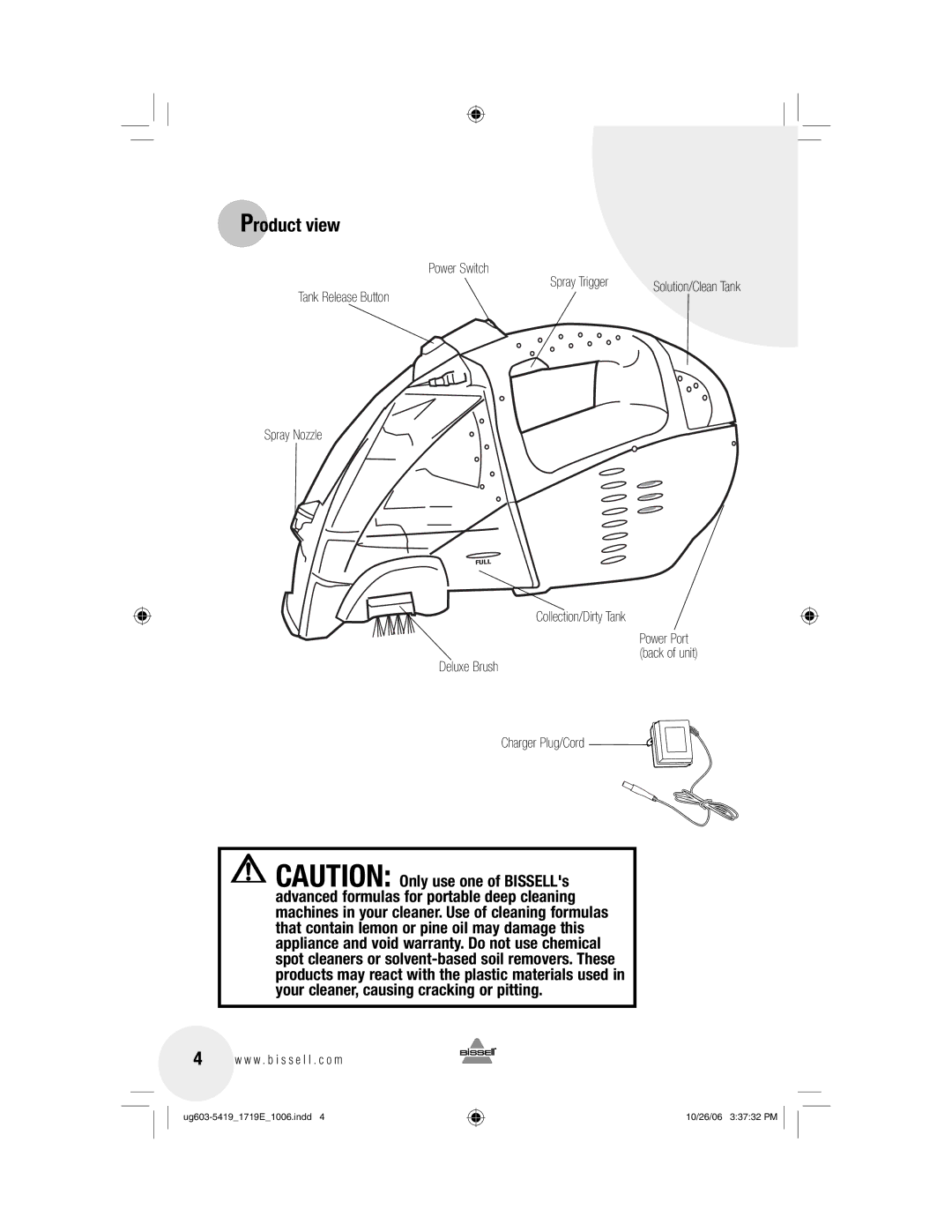 Bissell 1719 warranty Product view 