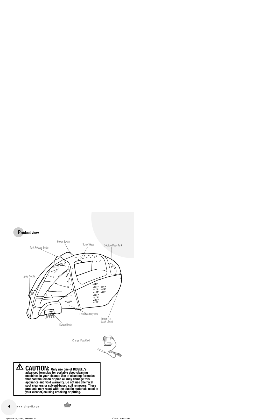 Bissell 1719 warranty Product view 