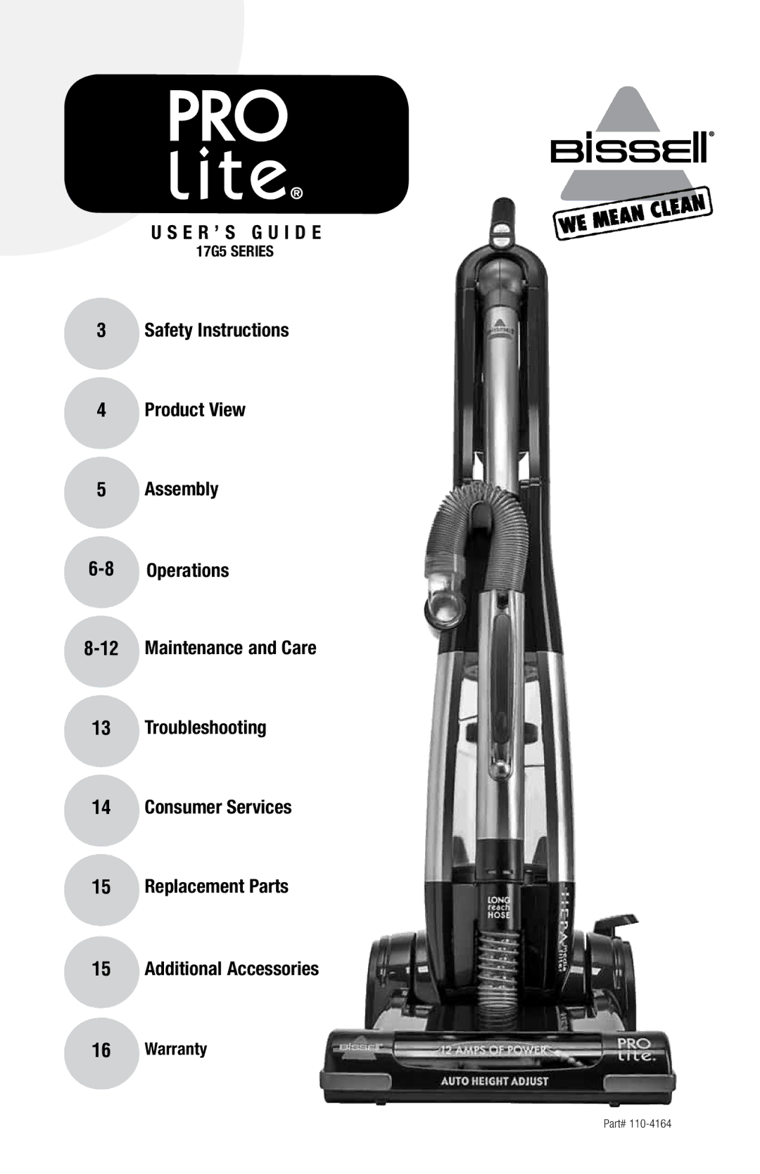 Bissell 17G5 warranty Warranty 